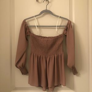 Long sleeved off the shoulder top